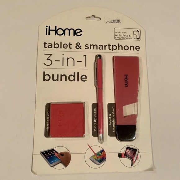 iHome Accessories Nip Ihome Pink Black Tablet Smartphone 3in Cloth